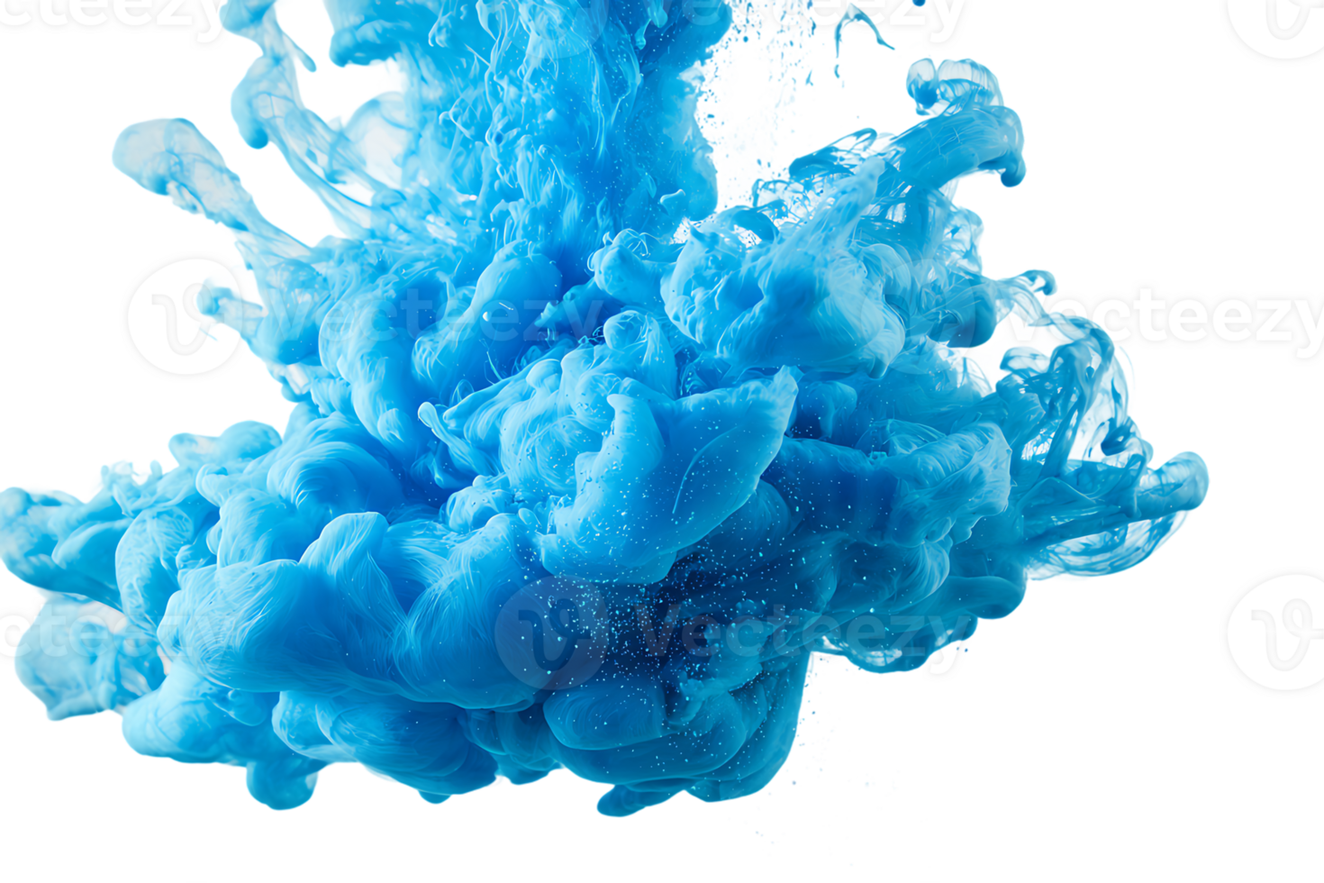 Elegant and Smooth Blue Ink Cloud Isolated on Transparent Background in Format png