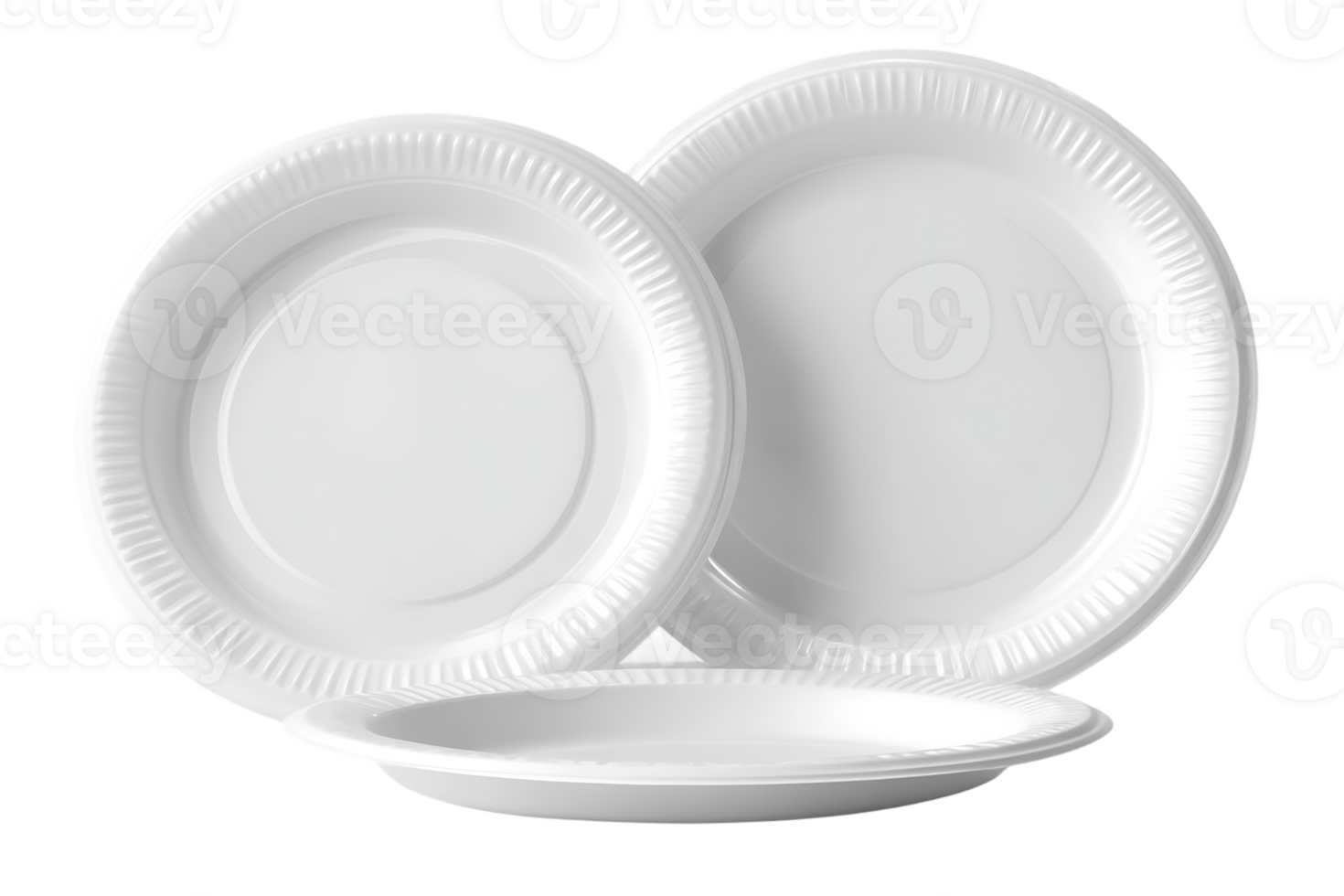 Stack of White Disposable Plates on Transparent Background Isolated Plain Tableware png