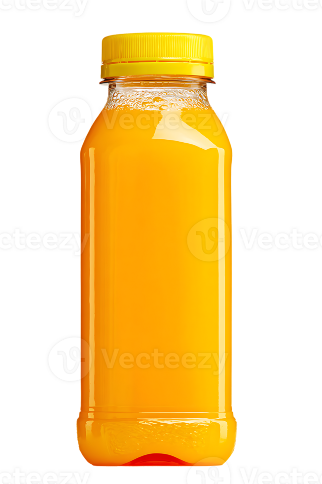 A Transparent Isolated Bottle of Fresh Orange Juice on Black Background png