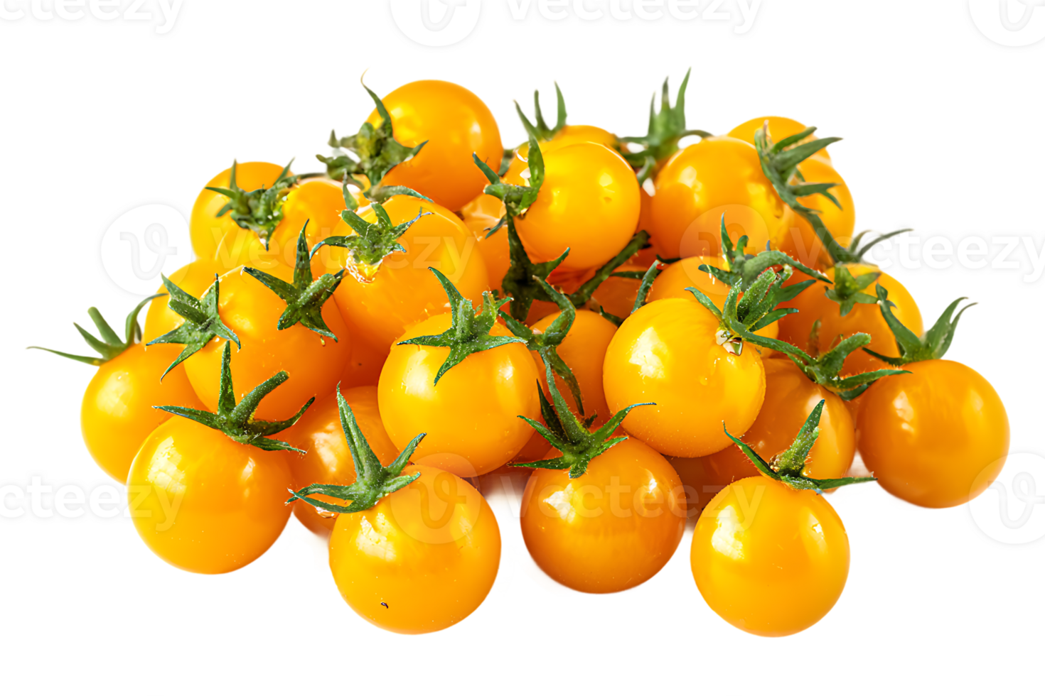 Delicious Fresh Yellow Cherry Tomatoes Group Transparent Background Isolated Image png