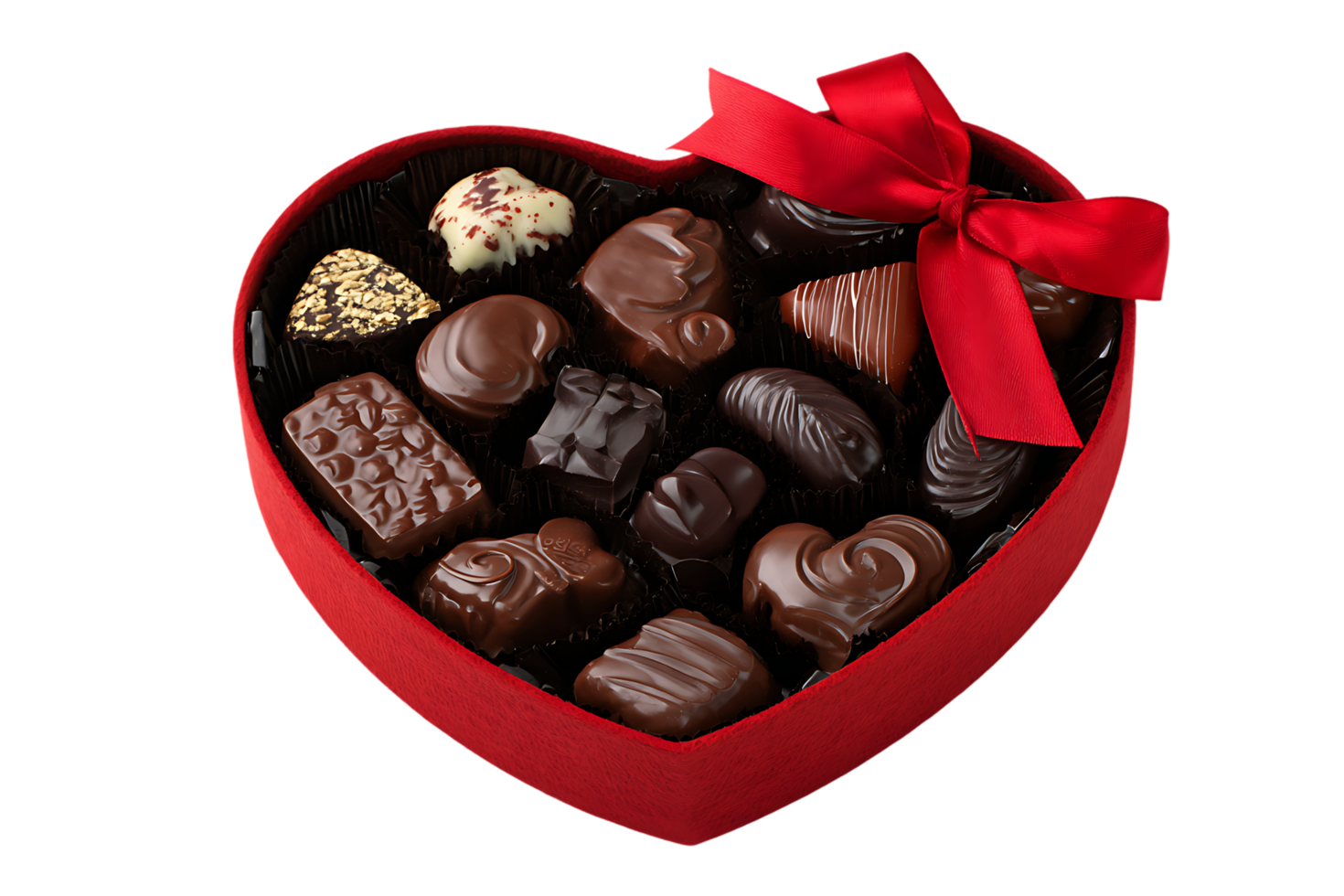 Heart Shaped Box with Chocolate Candies Transparent Background for Valentine's Day Gift png