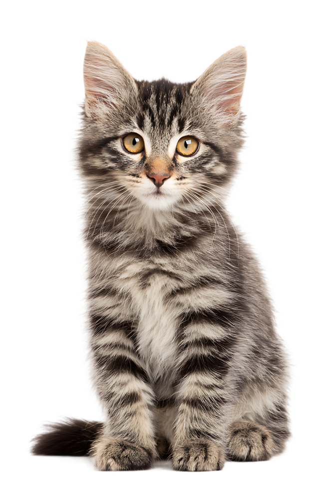 Adorable Tabby Kitten Sitting Isolated on a Transparent Background Lovely Look png