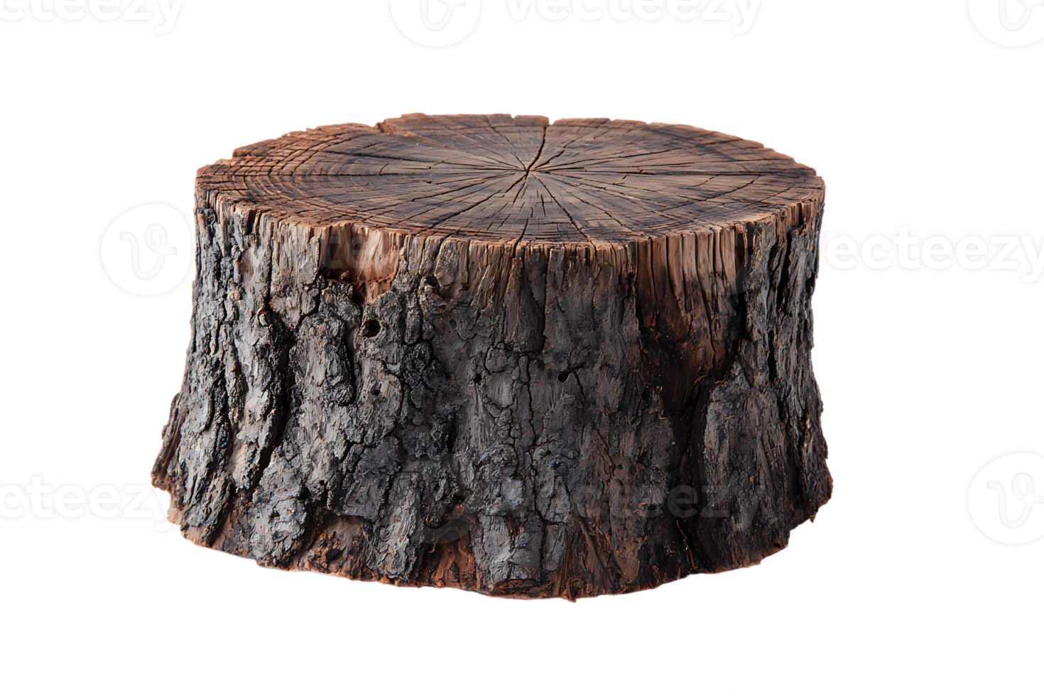 Isolated Wooden Log Slice Stump on Transparent Background Cut Tree Trunk Texture png