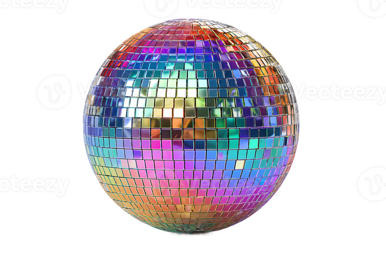 A Vibrant Disco Ball Mirror Ball Sphere Transparent Background Isolated png