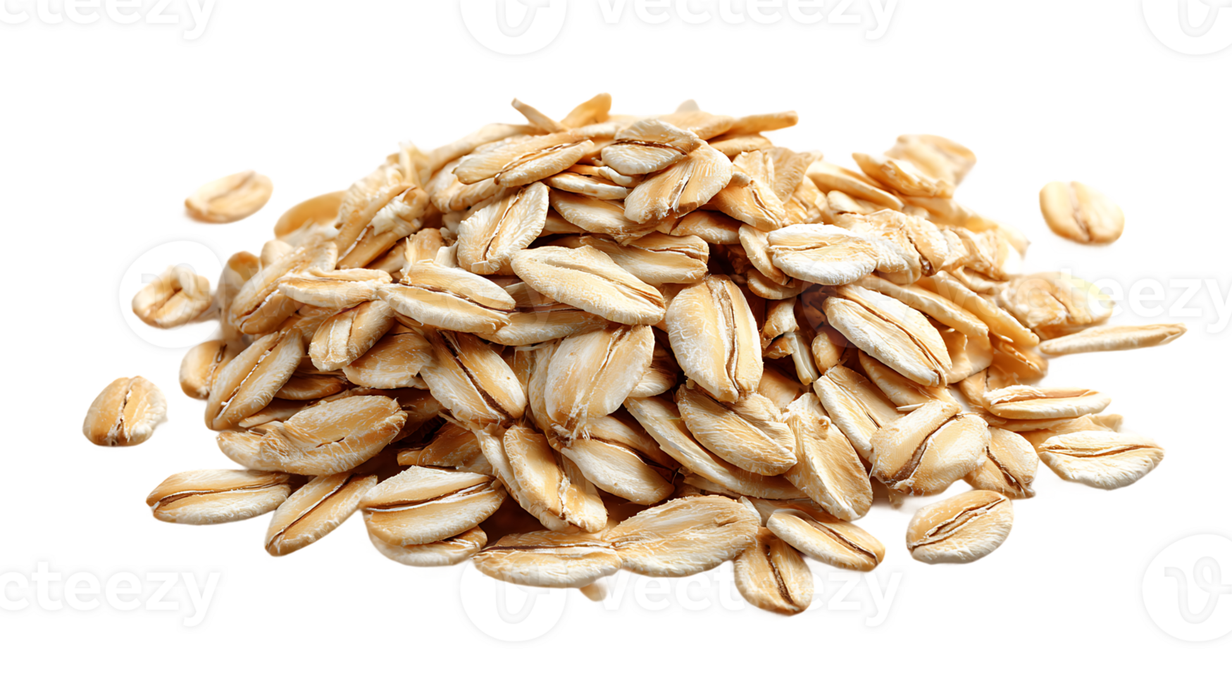 Pile Of Rolled Oats Isolated Food Ingredient Source Of Fiber and Nutrients png