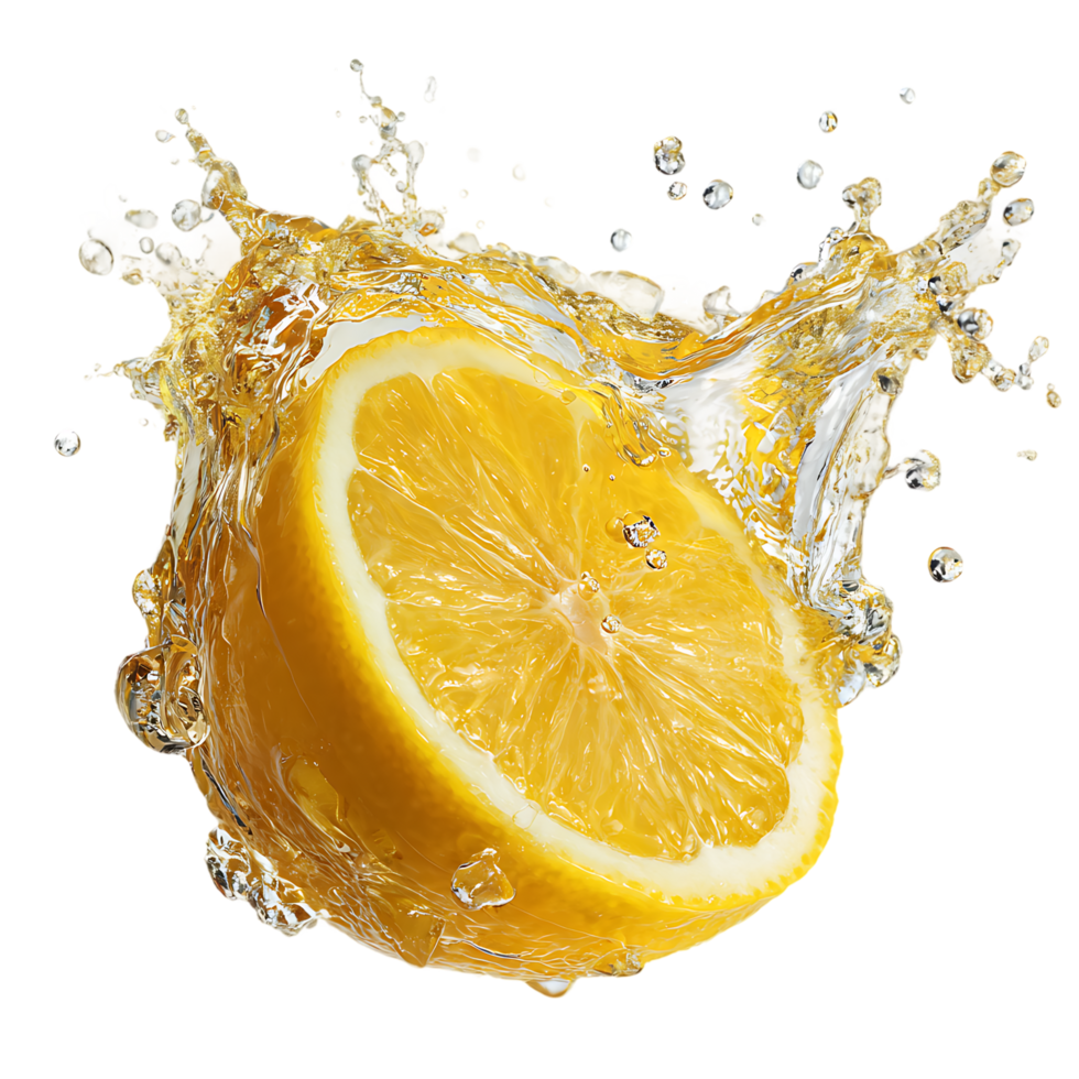 Fresh Lemon Splash With Water Isolated on Transparent Background For Summer Design png