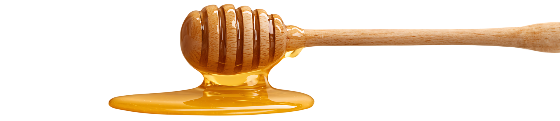 Sweet Honey Drip from Wooden Dipper Against Black Background Transparent Isolated png