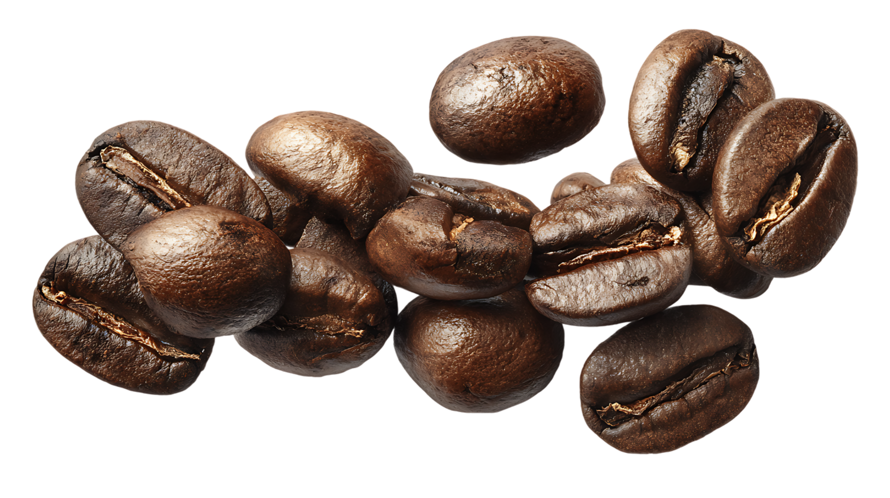 Roasted coffee beans on transparent background isolated organic aromatic coffee png