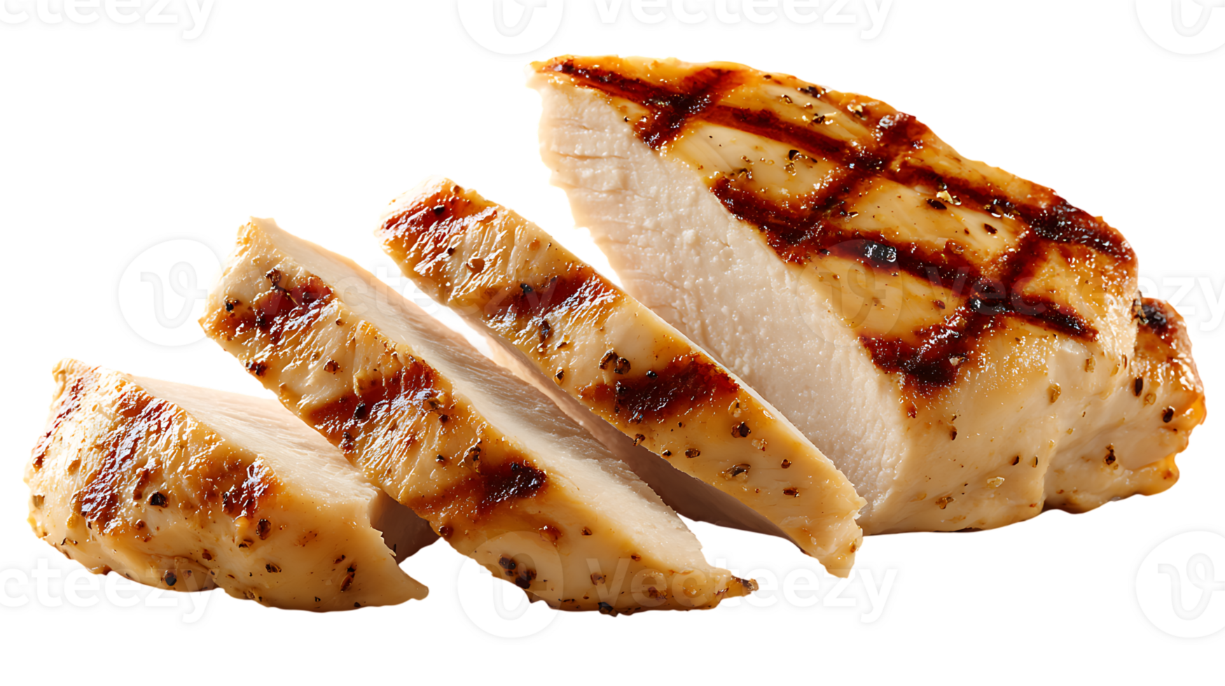 Delicious Grilled Chicken Breast Slices Isolated On A Transparent Background png
