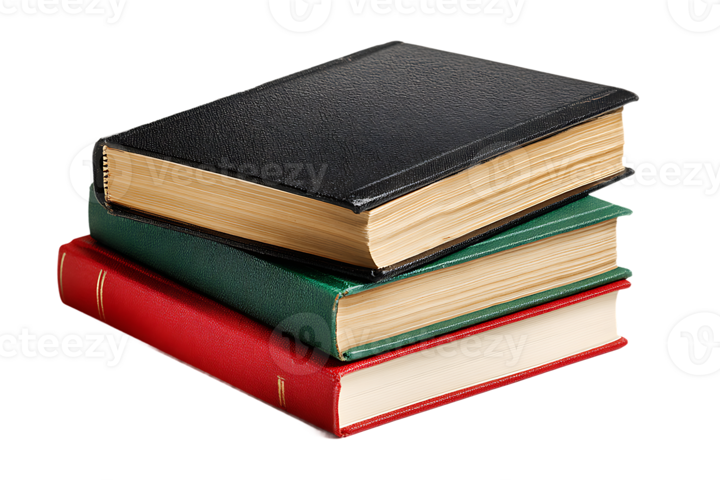 Stack of Old Books with Varied Colors and Textures on Transparent Background Isolated png