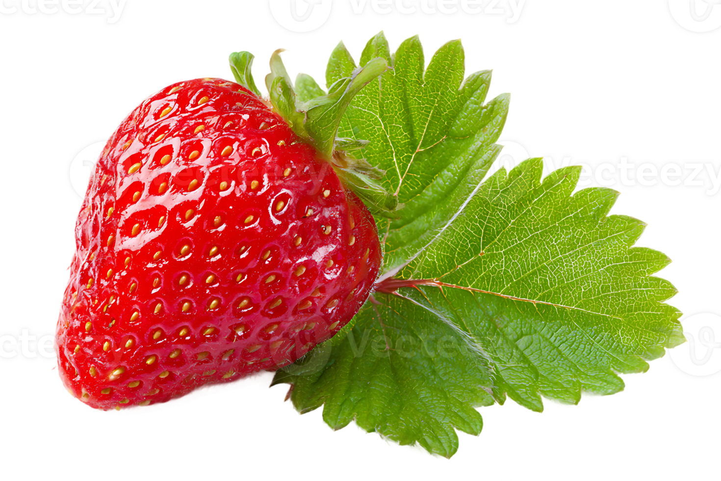 Fresh Strawberry with Leaf Isolated on Transparent Background for Design Project png