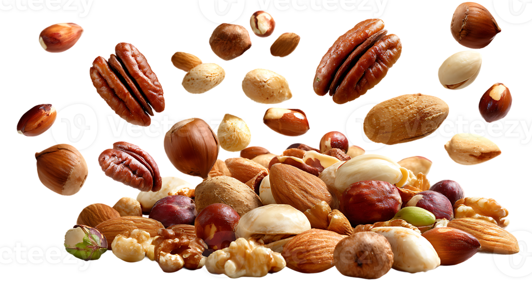 Assorted Nuts Image with Transparent Background Isolated Heap of Healthy Mix png