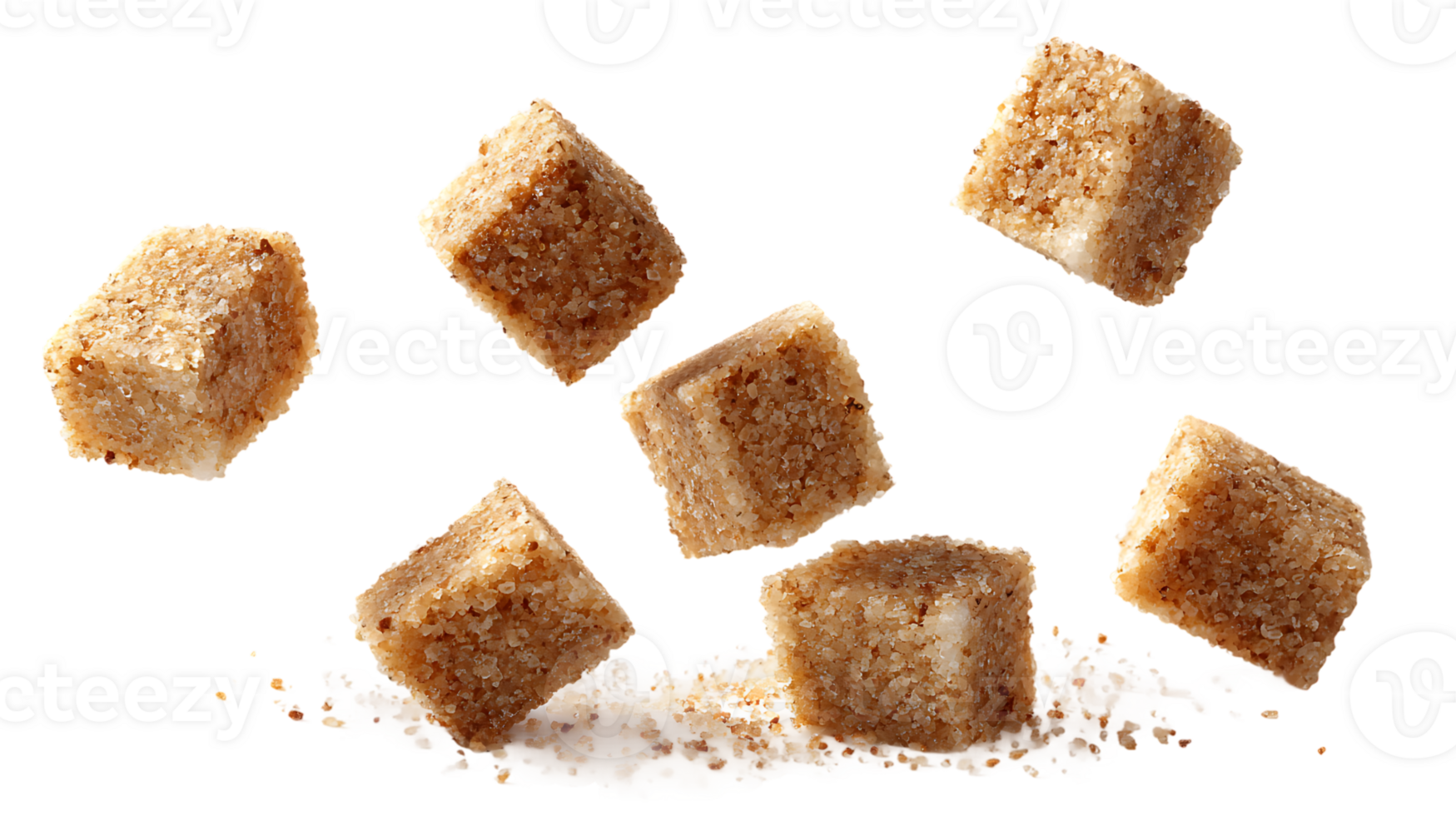 Brown Sugar Cubes Isolated on Transparent Background Sweet Culinary Ingredient png