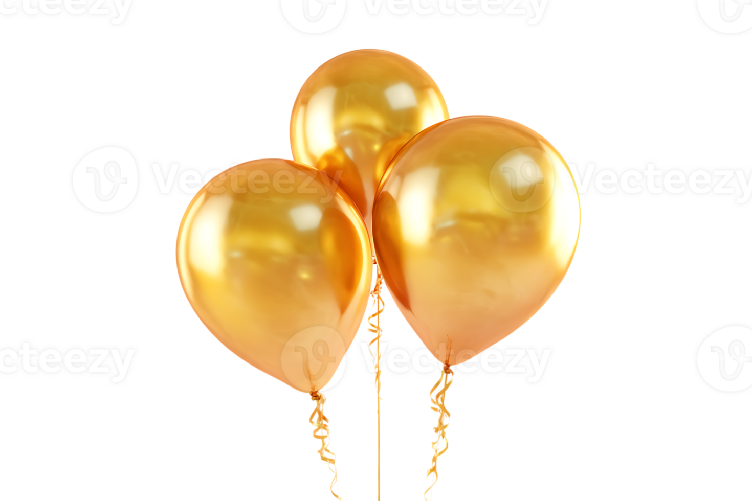 Elegant Golden Balloons Floating Freely Isolated with Transparent Background Design png