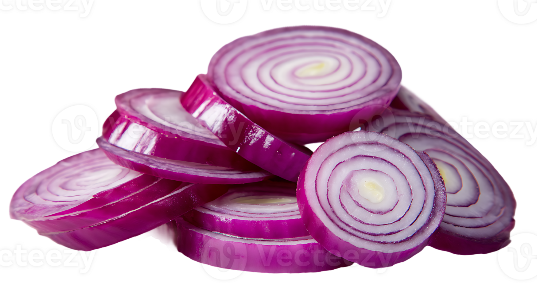 Pile of Sliced Red Onions Fresh Ingredient for Cooking Isolated Transparent Background png