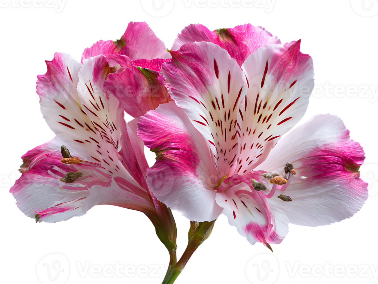 Isolated Alstroemeria Flower on Transparent Background Vibrant Pink and White Petals Close Up png