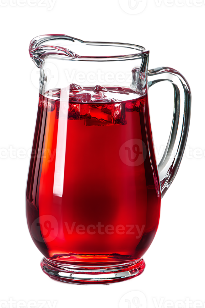 Transparent Image Isolated Clear Glass Pitcher Filled with Bright Red Liquid png