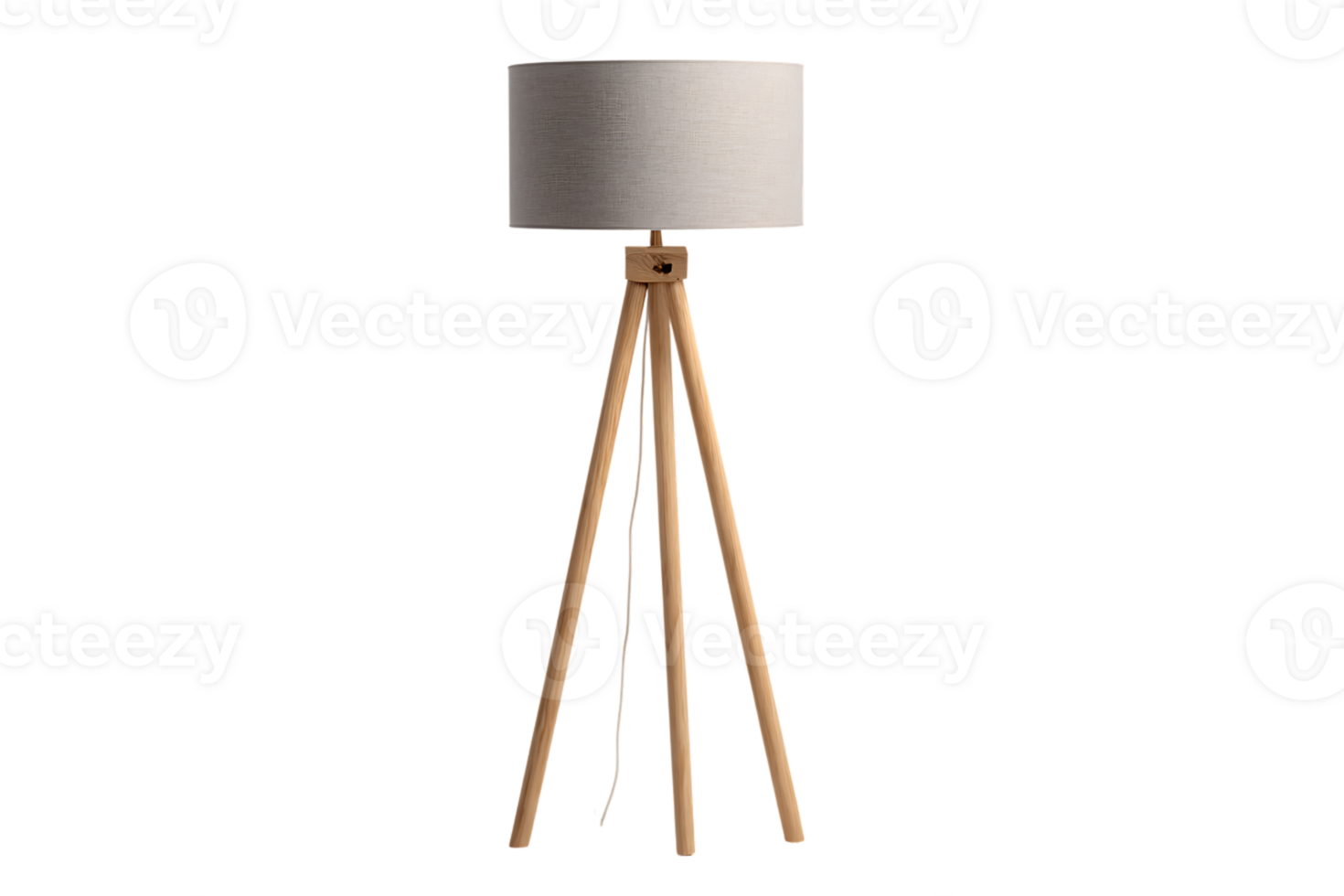 Floor Lamp with Tripod Stand in Natural Wood Tone for Decoration Use png