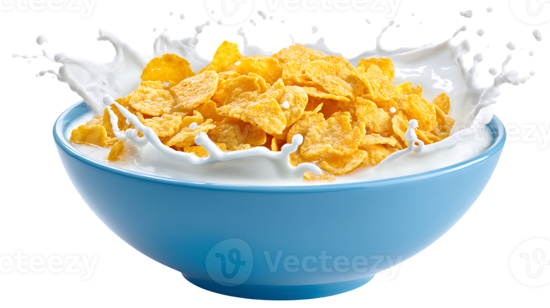 Bowl Of Delicious Corn Flakes With Fresh Milk Isolated Transparent Background png
