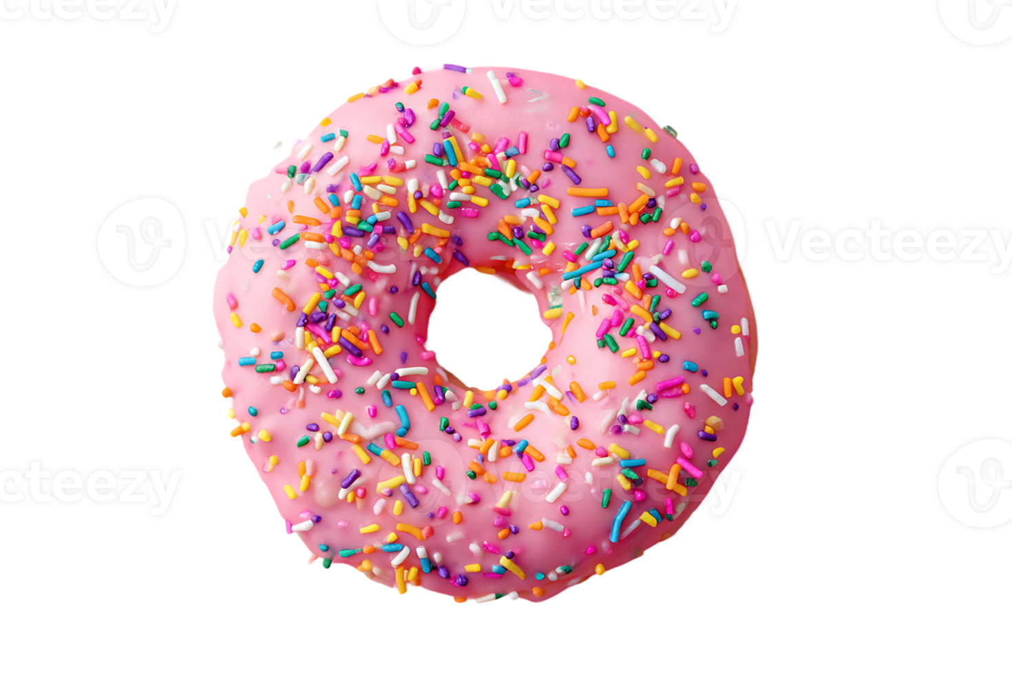 Delicious Pink Donut with Sprinkles Isolated on Transparent Background Food Sweet Treat png
