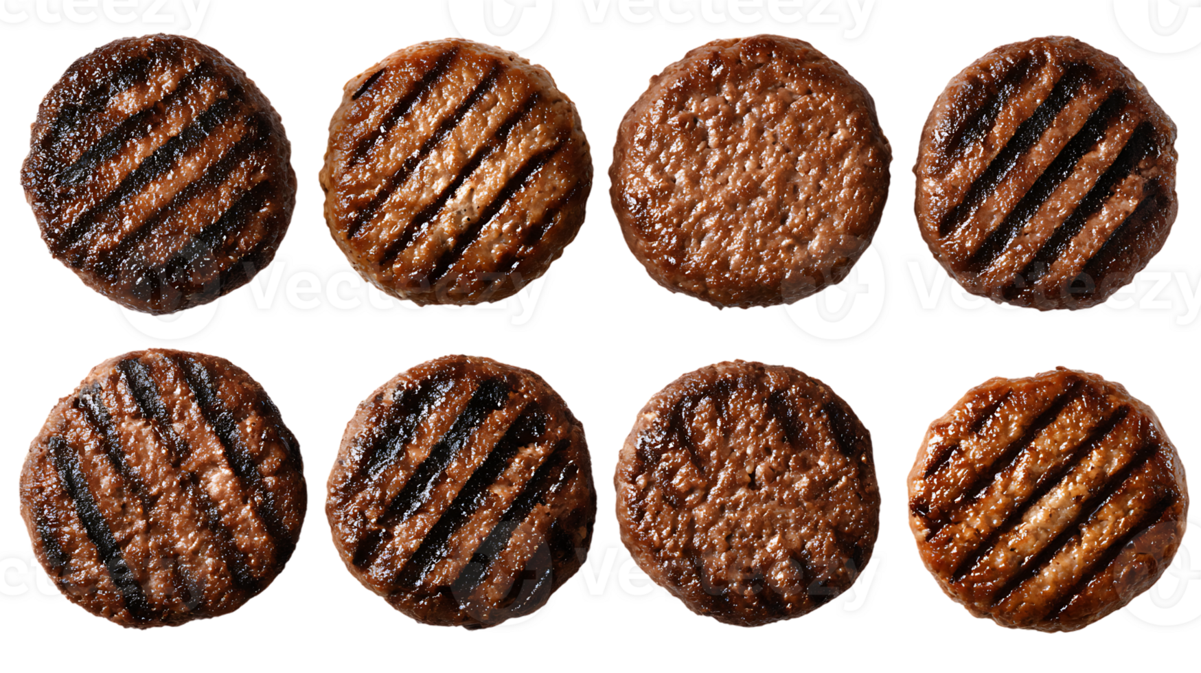 Set of Browned Meat Patties for Culinary Use Isolated with Clipping Path png