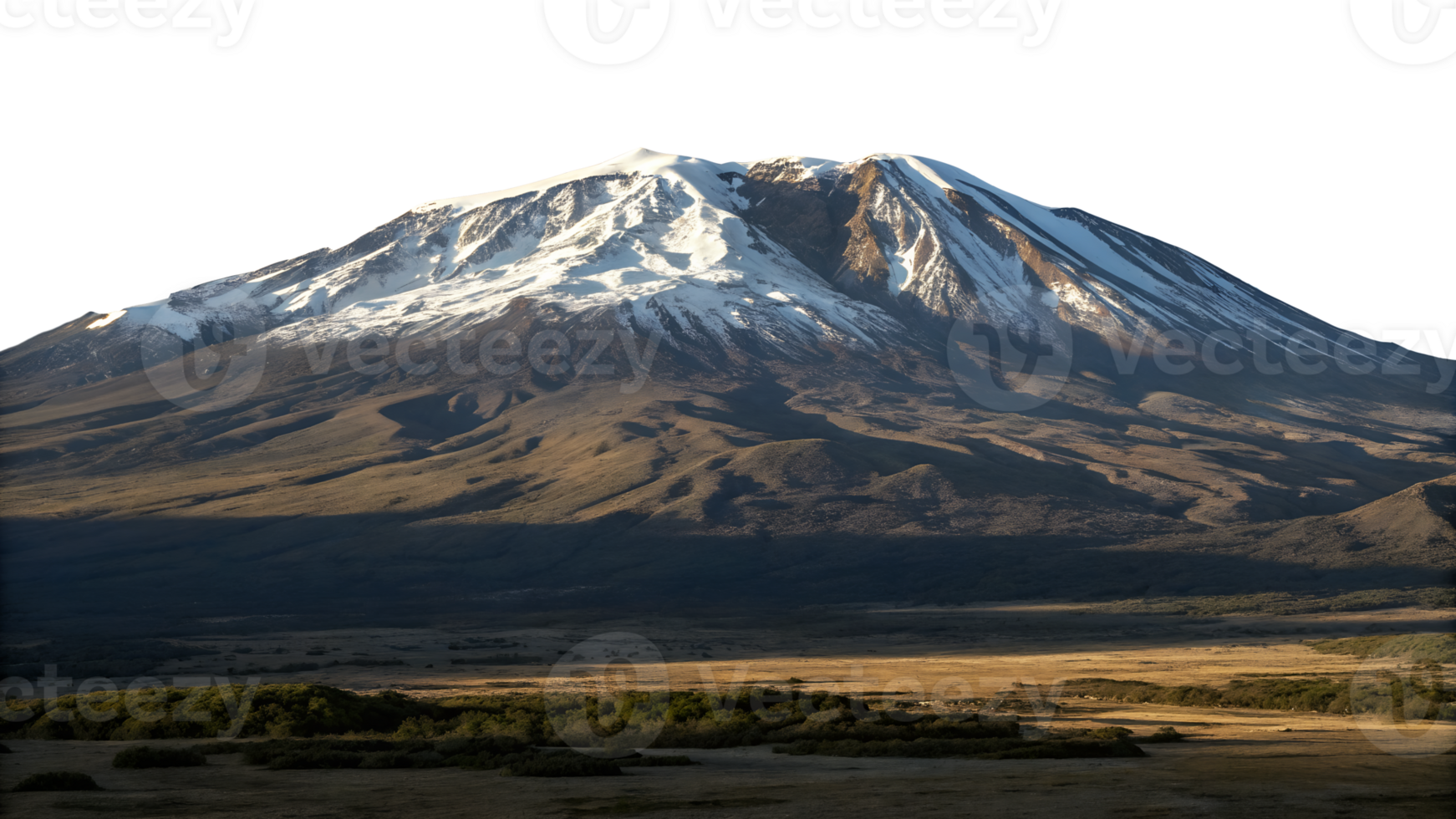 Mount Kilimanjaro with snow-covered summit on transparent background png