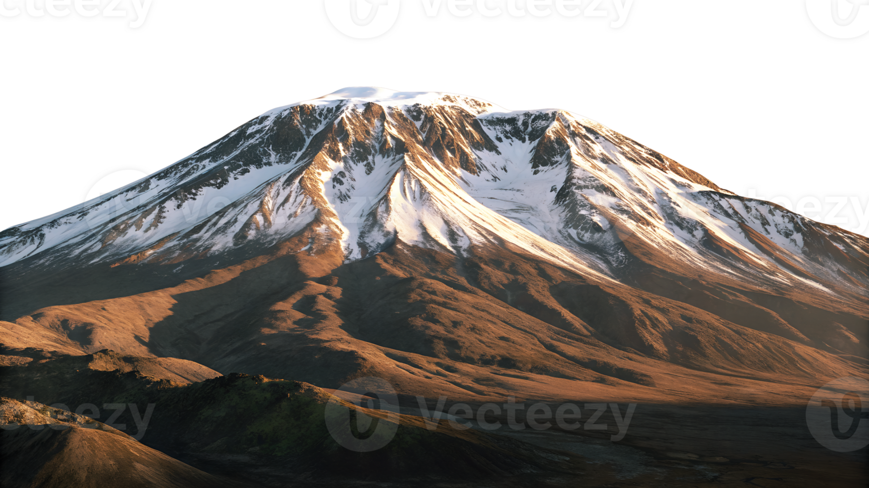 Majestic peak of Mount Kilimanjaro with snow-covered summit on transparent background png