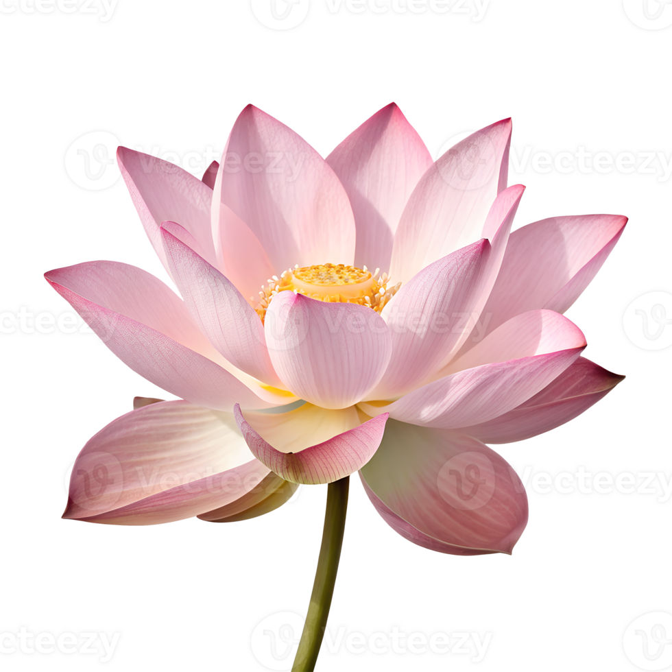 Elegant Pink Lotus Flower in Full Bloom on Transparent Background png
