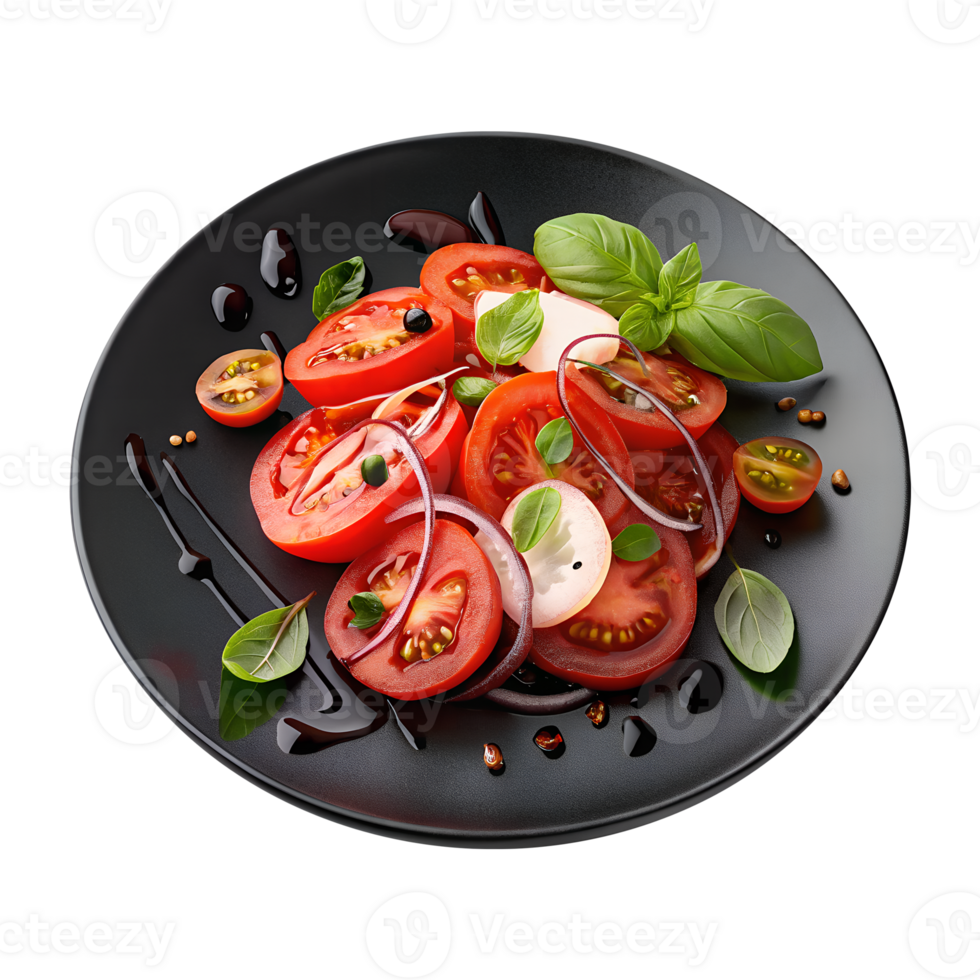 Fresh Tomato Salad with Caprese on transparent background png