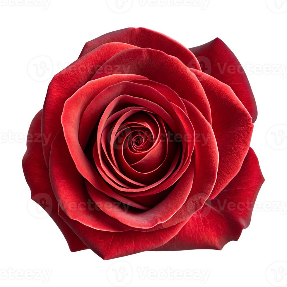 Elegant Red Rose in Full Bloom with Velvety Petals on Transparent Background png