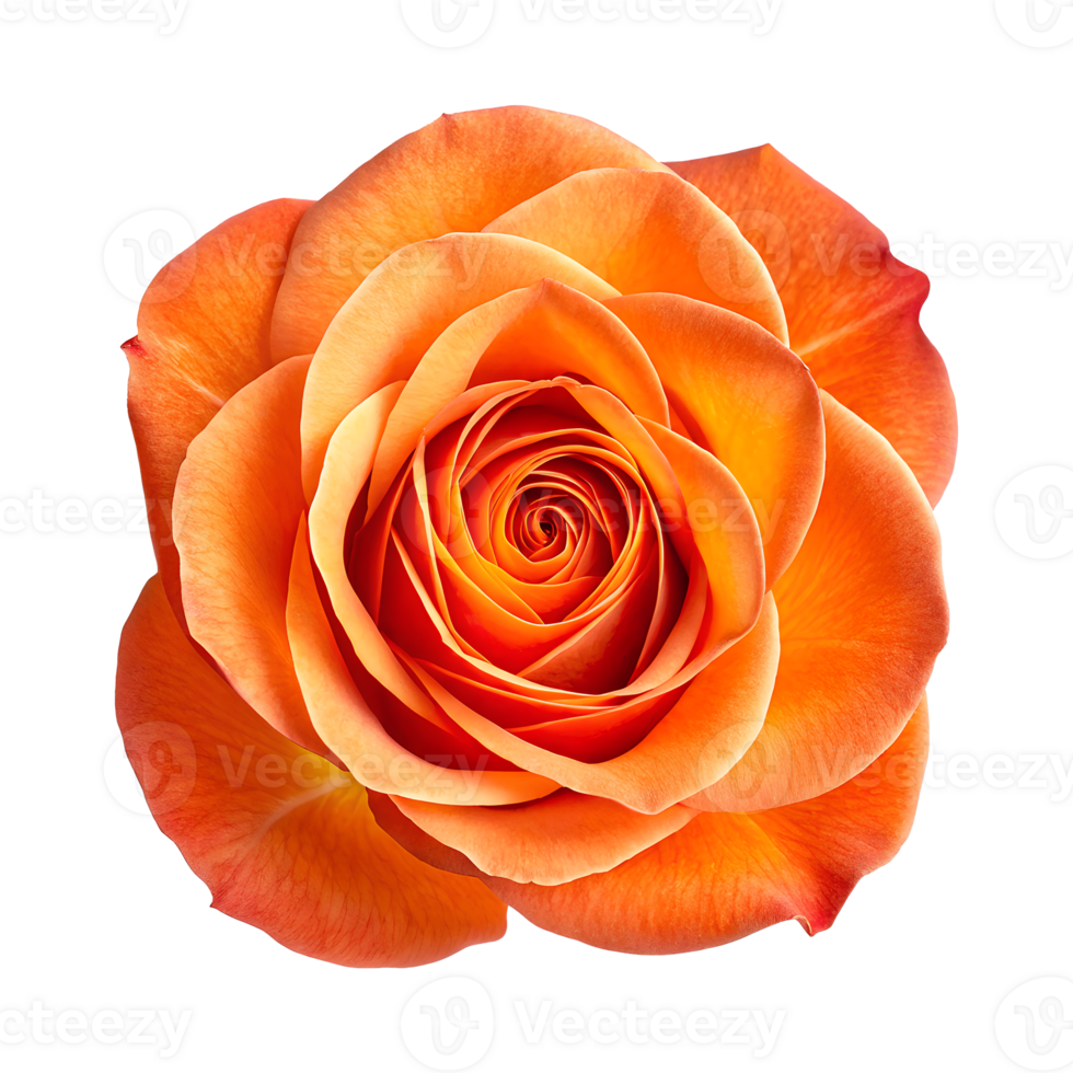 Vibrant Orange Rose with Delicate Petals on Transparent Background Close-Up View png