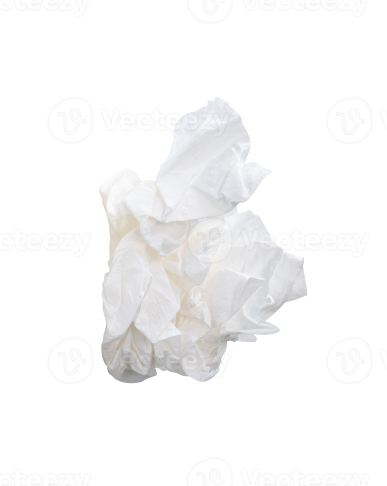 Crumpled white tissue paper ball isolated with clipping path in file format png