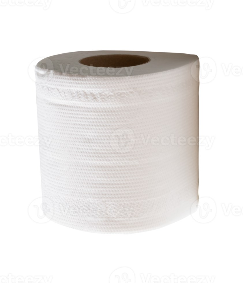 A white roll of tissue paper or toilet paper isolated with clipping path in file format png
