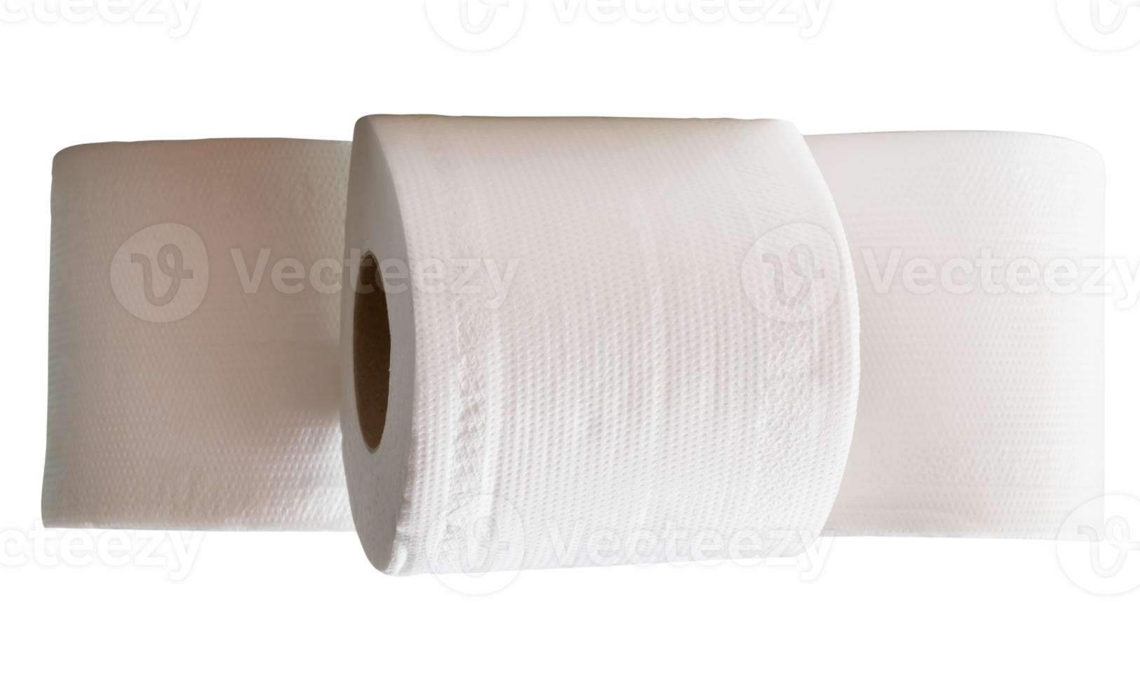 Three rolls of white tissue paper in stack isolated with clipping path in file format png