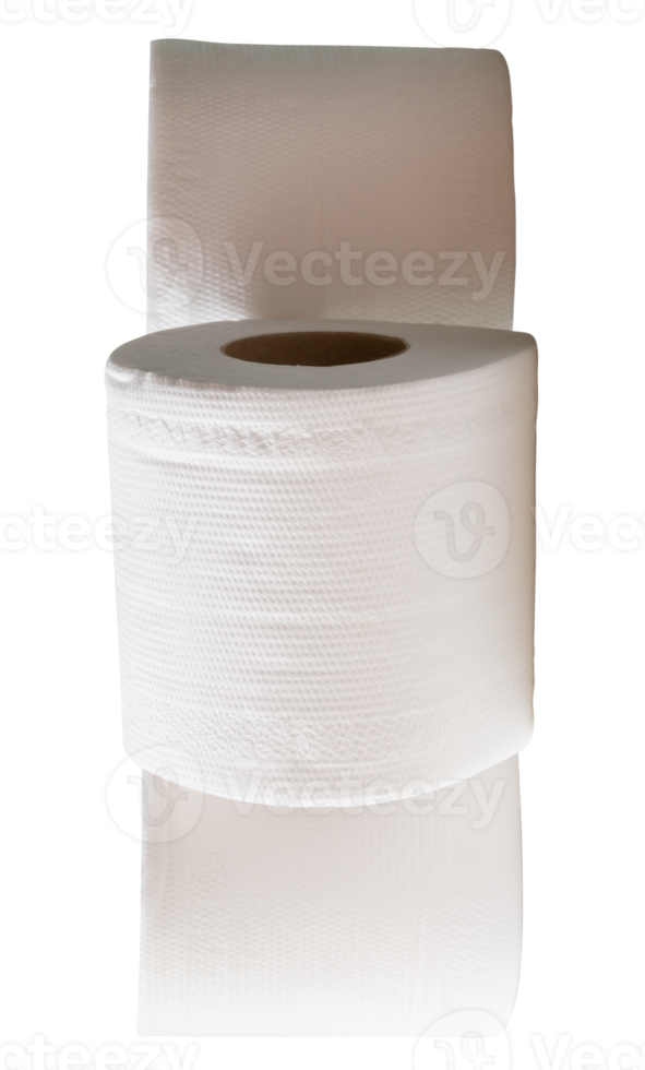 Top view of three rolls of white tissue paper in stack isolated with clipping path in file format png