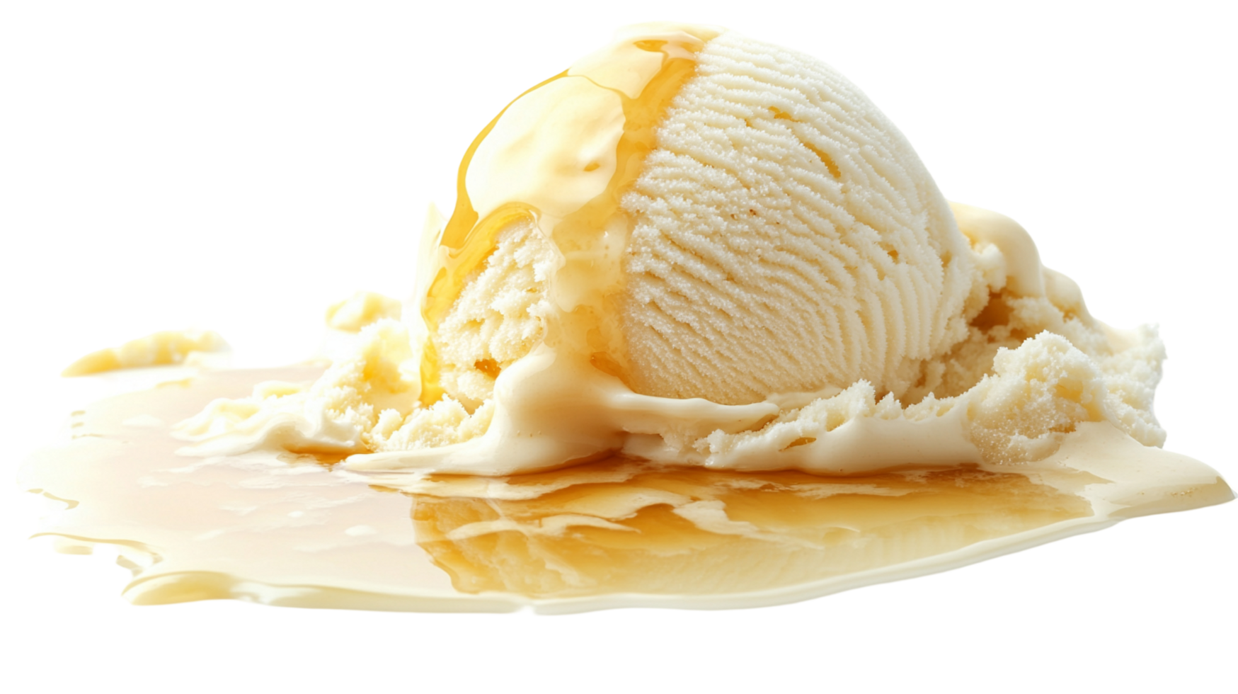 A scoop of ice cream with syrup png