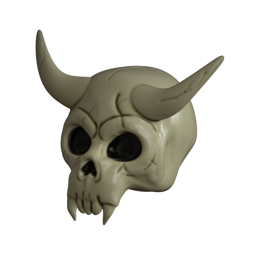 horned skull in 3D style png