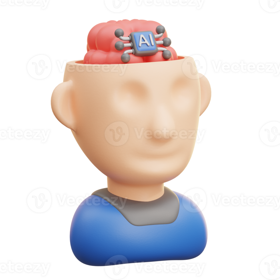 3D Illustration AI Brain Thinking png