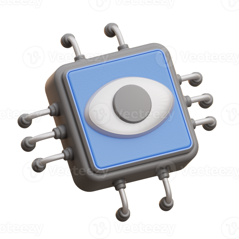 3D Illustration AI Vision Sensor Chip png