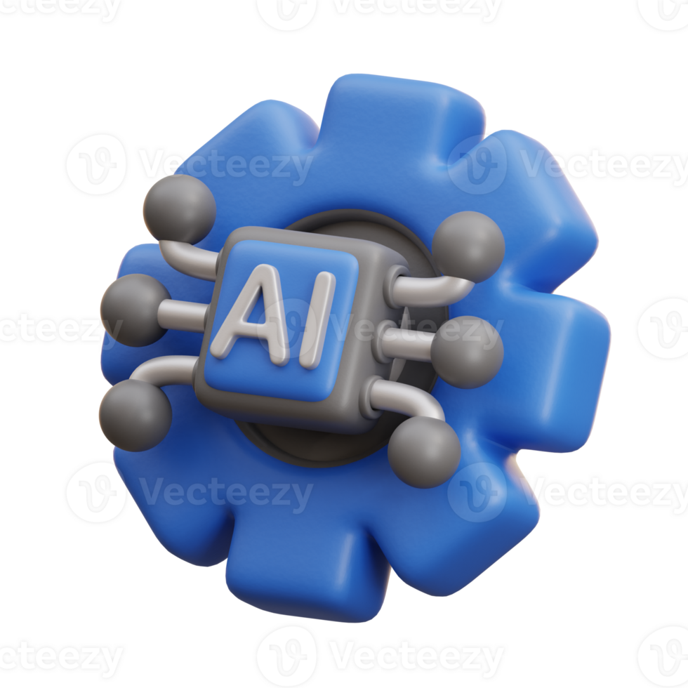 3D Illustration AI Processor Gear png
