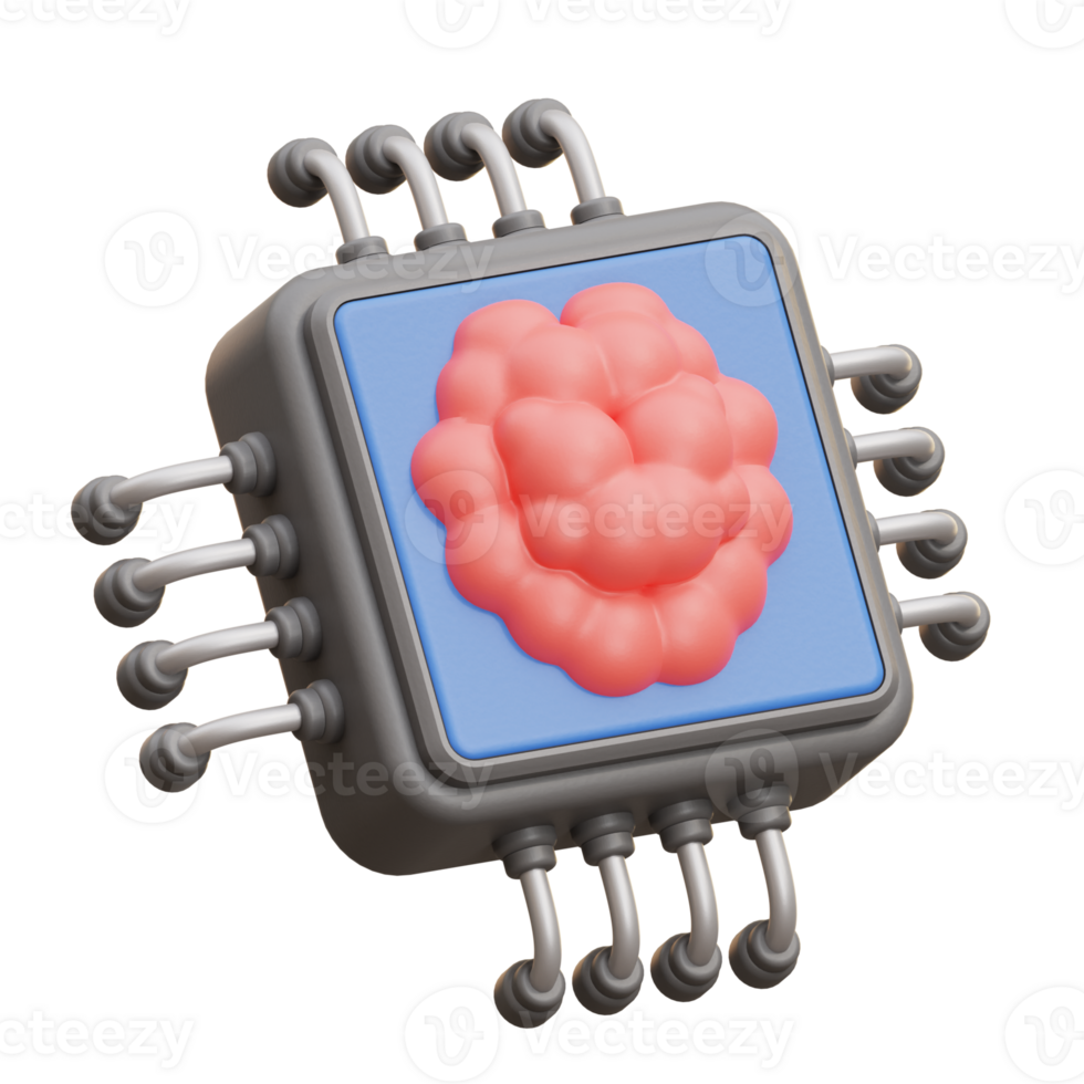3D Illustration AI Brain Chip png