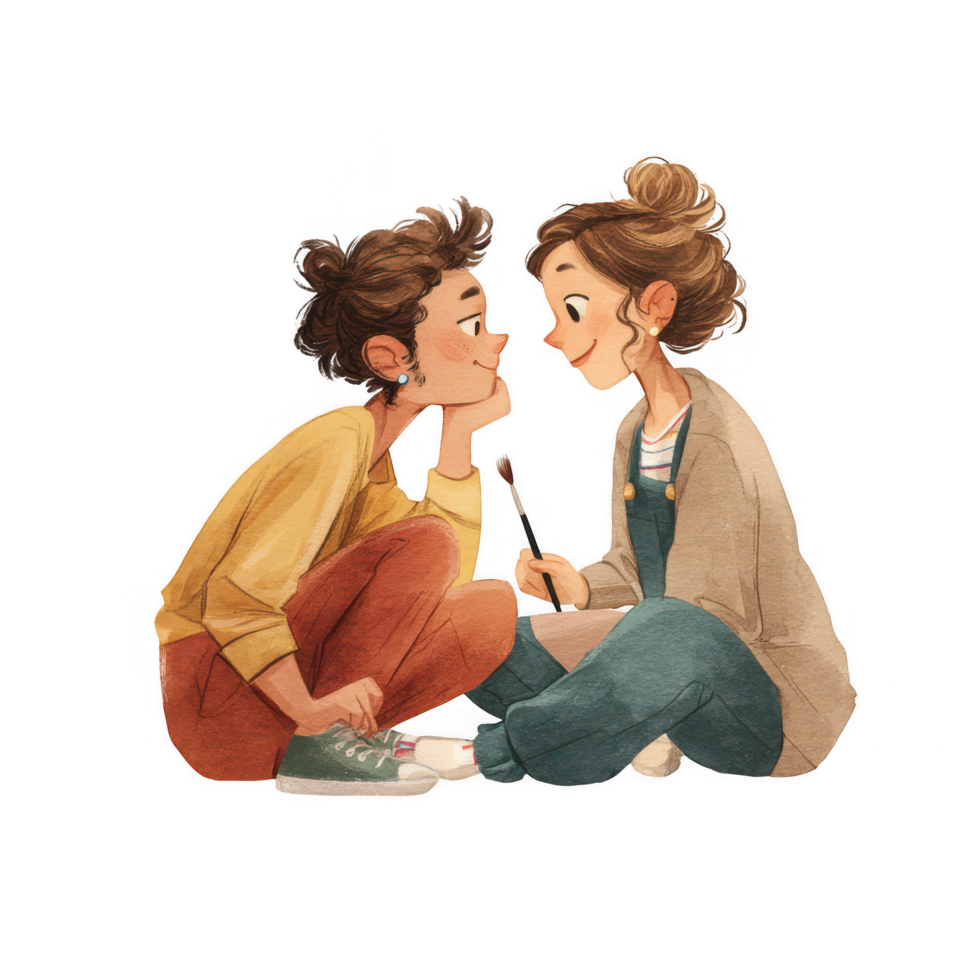 Creative couple painting together, expressing love and connection through art png