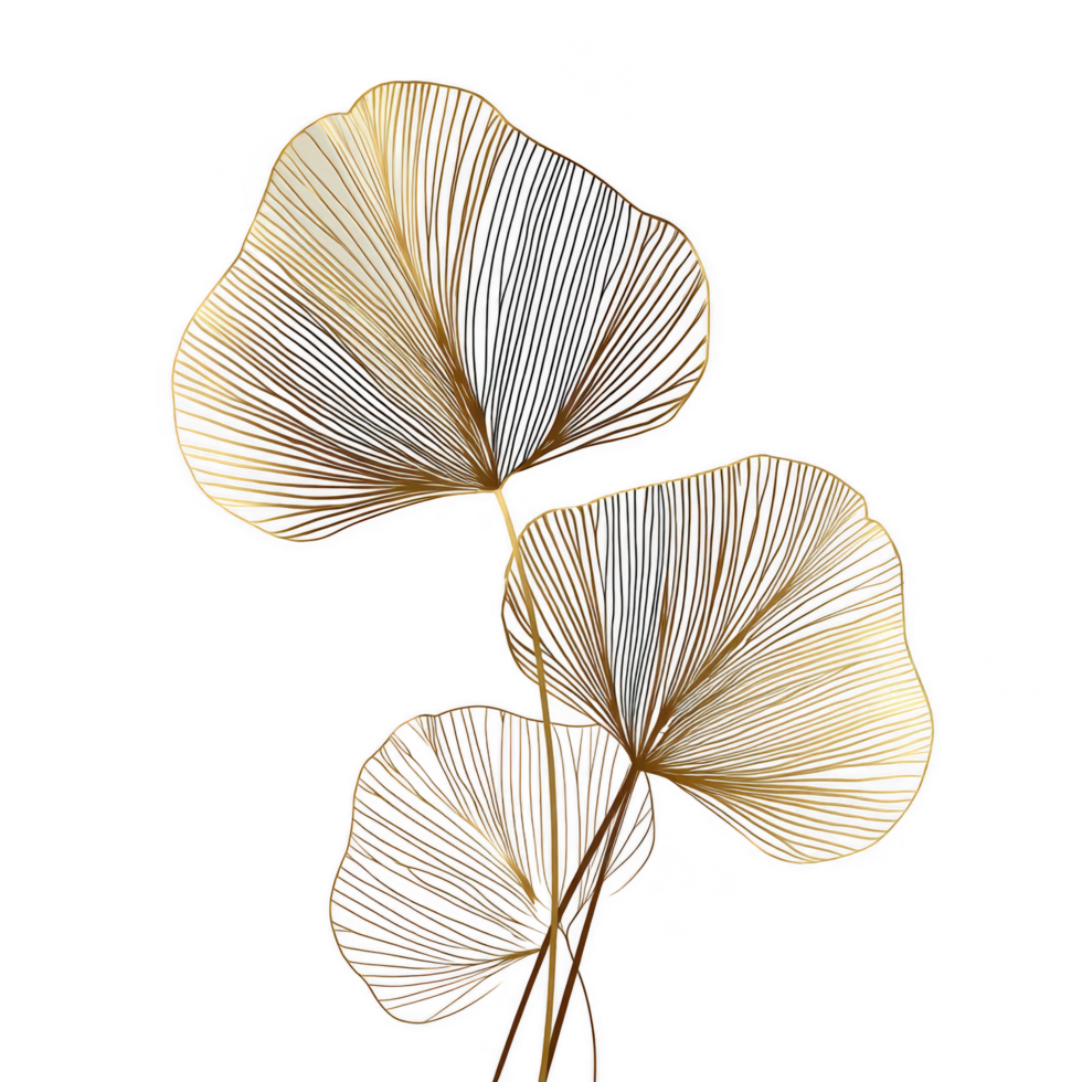 Golden tropical leaves create elegant and sophisticated design element, perfect for enhancing any artistic project or decor. Their intricate lines and shapes evoke sense of nature beauty png
