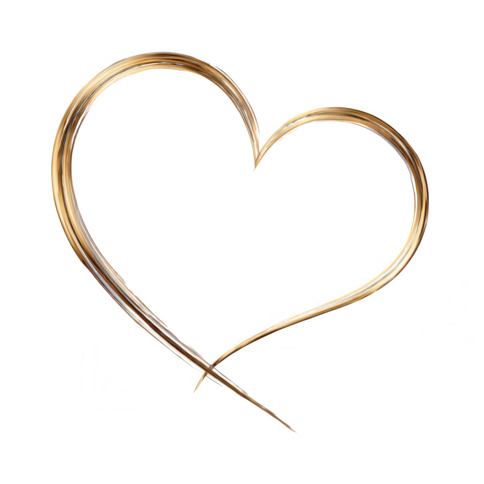Classic heart shape design in elegant gold line art, symbolizing love and affection. This beautiful element can be used for various romantic themes and creative projects png
