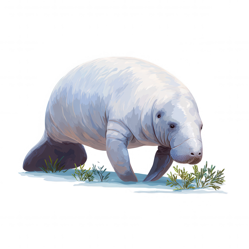 Dugong grazing on coastal vegetation, showcasing its unique features and gentle demeanor. This rare marine mammal is often found in warm waters, contributing to ecosystem health and balance png