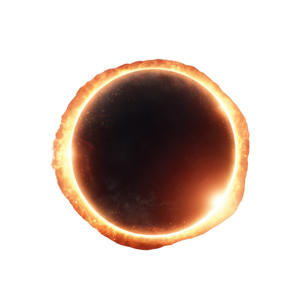 Stunning solar eclipse showcases corona, captivating space phenomenon that evokes wonder and awe. bright halo surrounding darkened sun creates mesmerizing visual experience png