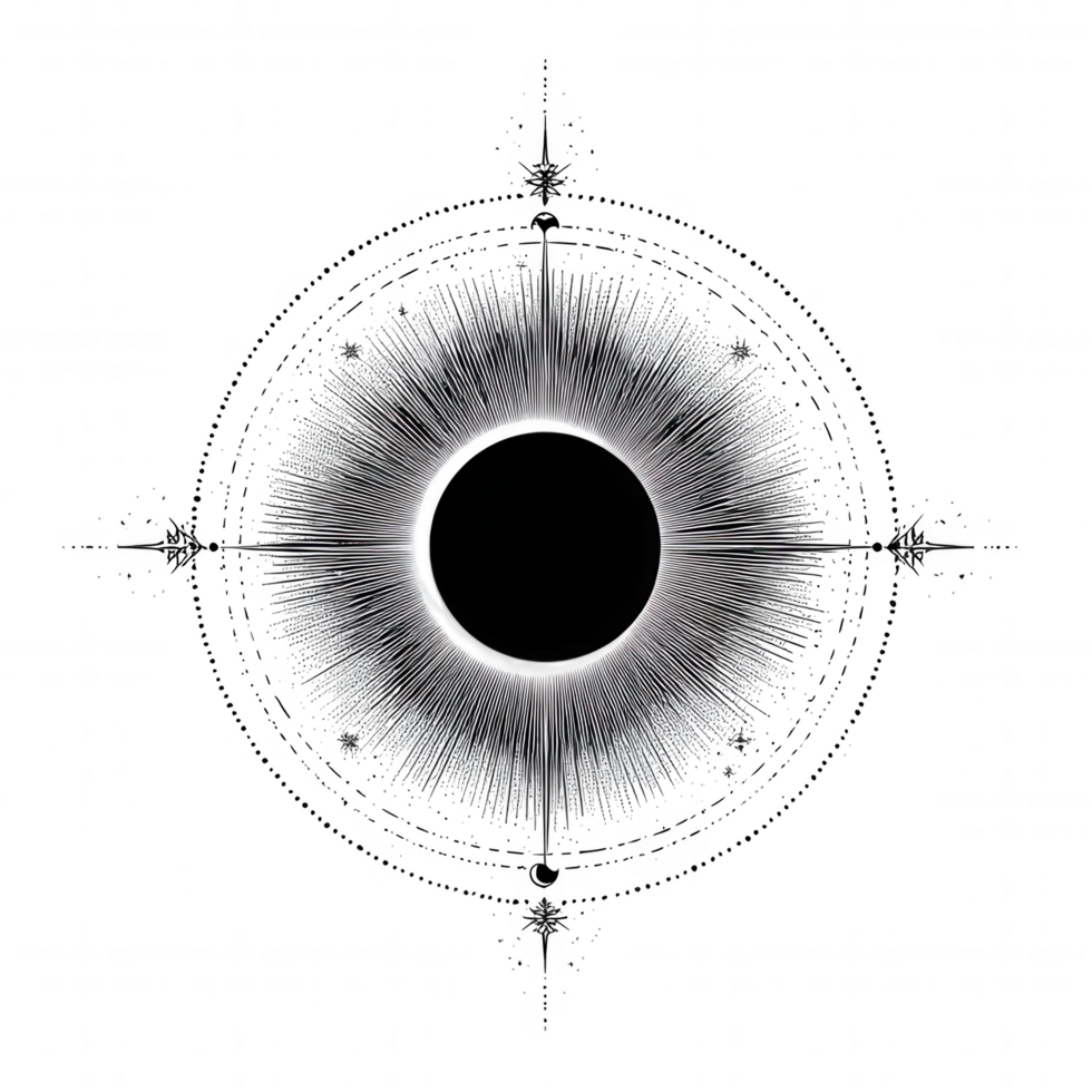 Solar eclipse is celestial event where moon obscures sun, creating stunning visual display. This illustration captures beauty and mystery of this phenomenon, showcasing intricate details png