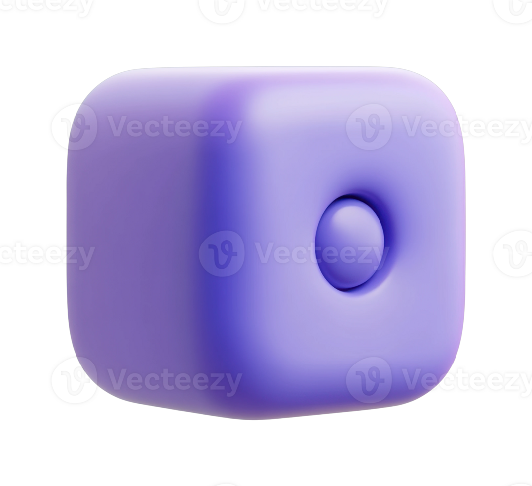A purple cube with a white button on it png