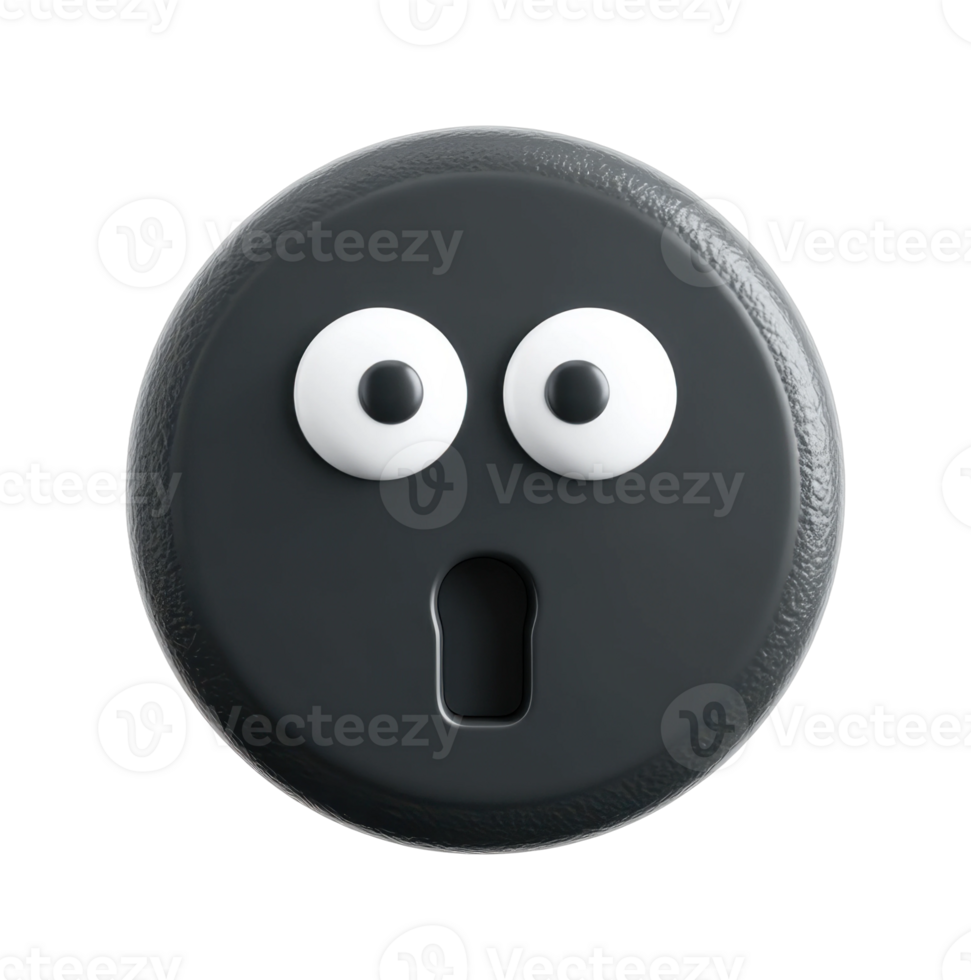 Round surprised face icon with wide eyes and open mouth png