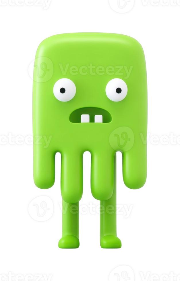 Cute green blob monster with funny expression png